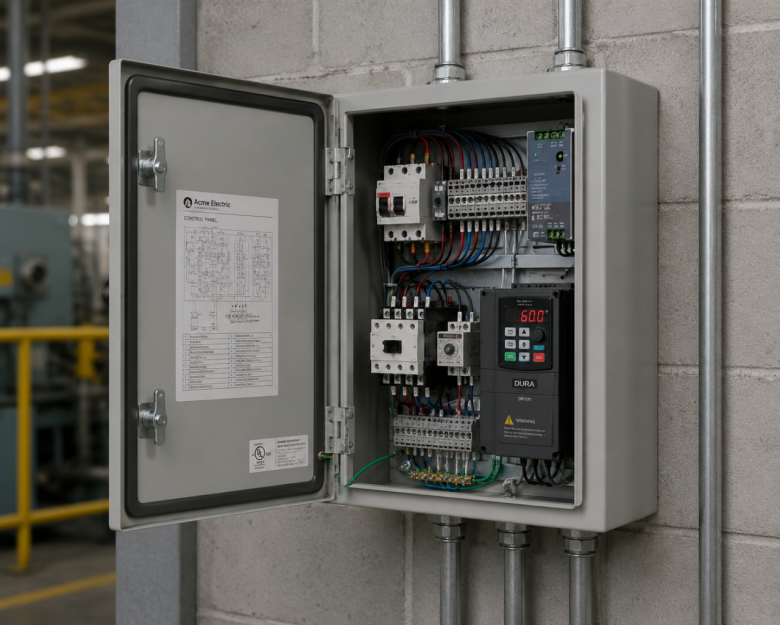 Wall Mount Metal Enclosures: Space-Saving Designs for Industrial Control and Power industrial wall mount metal enclosure instaled on factory wall