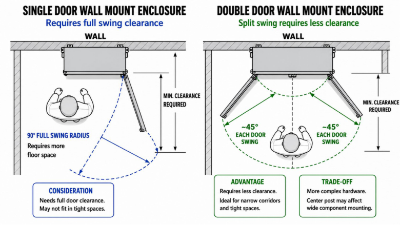 Wall Mount Electrical Enclosure: Logic vs Catalog Hype Space Constraints Choosing A Single Door Wall Mount Enclosure Vs. Double Door