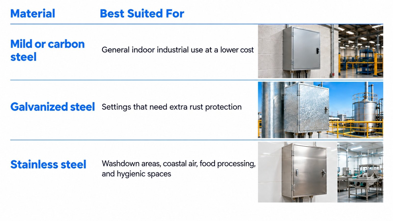 sheet steel enclosure material comparison